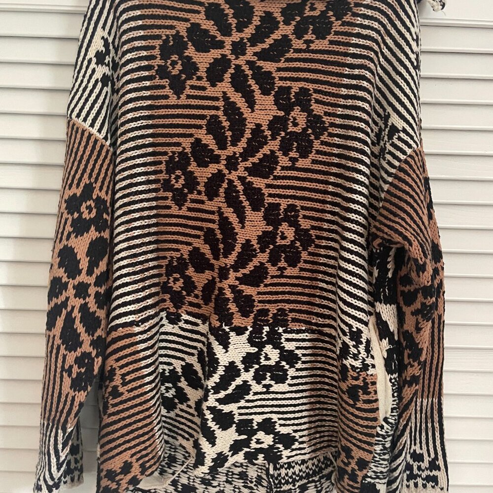 Free People Black and Brown Geometric Cardigan - Picture 5 of 6